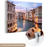 MuchoWow® Glasschilderij 120x80 cm - Schilderij acrylglas - Venetië - Zonsondergang - Italië - Foto op glas - Schilderijen