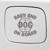 Bumpersticker - Baby And Dog On Board - 14x14 - Antraciet