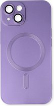 Casemania Coque pour Apple iPhone 14 Violet - Coque Arrière en Siliconen Mat - Convient pour Magsafe