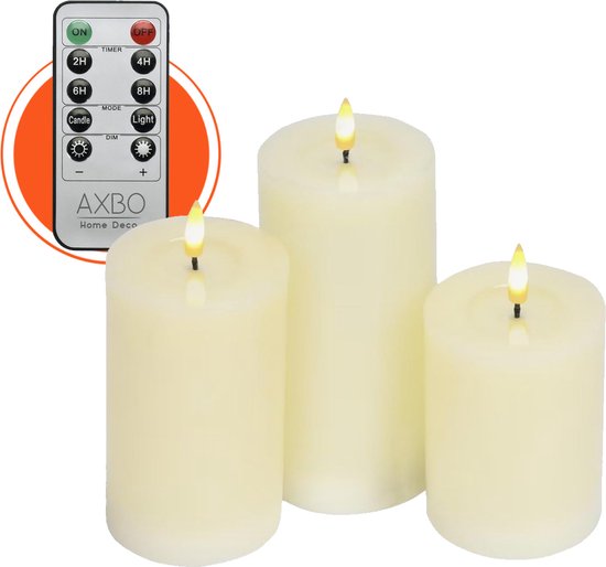 Autbye vlamloze elektrische kaarsen oplaadbare batterij 3 stuks druppelloze echte wax zuilen LED 10-toetsen