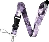 Longes - lanière robuste Purple Marble - avec système de clic - lanière - lanière - avec cordon téléphonique