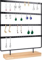 Oorbelhouder standaard, oorbel organizer display standaard voor opknoping oorbellen (88 gaten & 4 lagen), metaal Hout