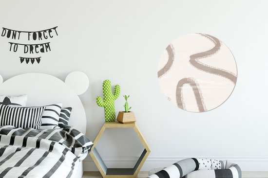 WallCircle® Wandcirkel 60x60 cm - Muurcirkel Moderne kunst - Beige - Abstract - Muurdecoratie woonkamer - Wanddecoratie slaapkamer - Kamer decoratie accessoires - Ronde schilderijen