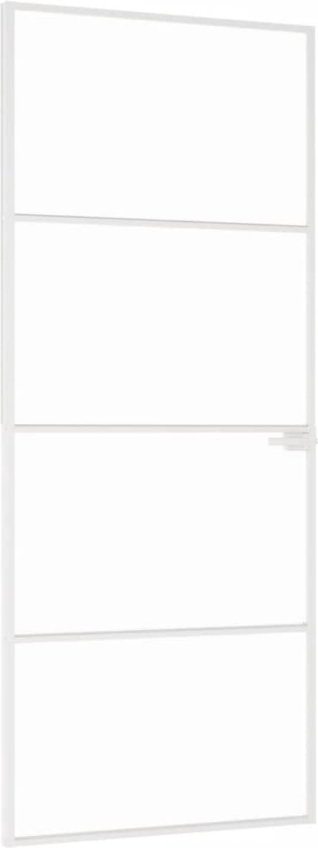vidaXL - Binnendeur - 83x201,5 - cm - gehard - glas - en - aluminium - smal - wit