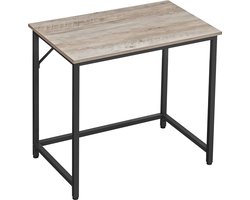 Bureau – 80 x 50 x 75 cm – Compact Computerbureau met Industrieel Ontwerp – Staal & Houtlook – Grijs/Zwart – Voor Thuiswerk, Studie of Kantoor