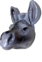 KIMU Masker Ezel Grijs - Dierenmasker Paard Kunststof Elastiek - Fotoshoot Halloween Donkey Ezeltje Tik Festival