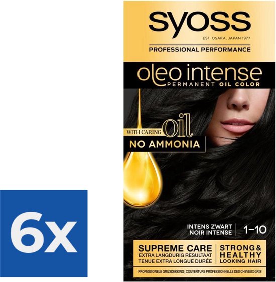 SYOSS Oleo Intense 1-10 Intens zwart Haarverf - 1 stuk - Voordeelverpakking 6 stuks