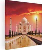 Artaza Canvas Schilderij Taj Mahal Paleis in India - 70x70 - Foto Op Canvas - Canvas Print