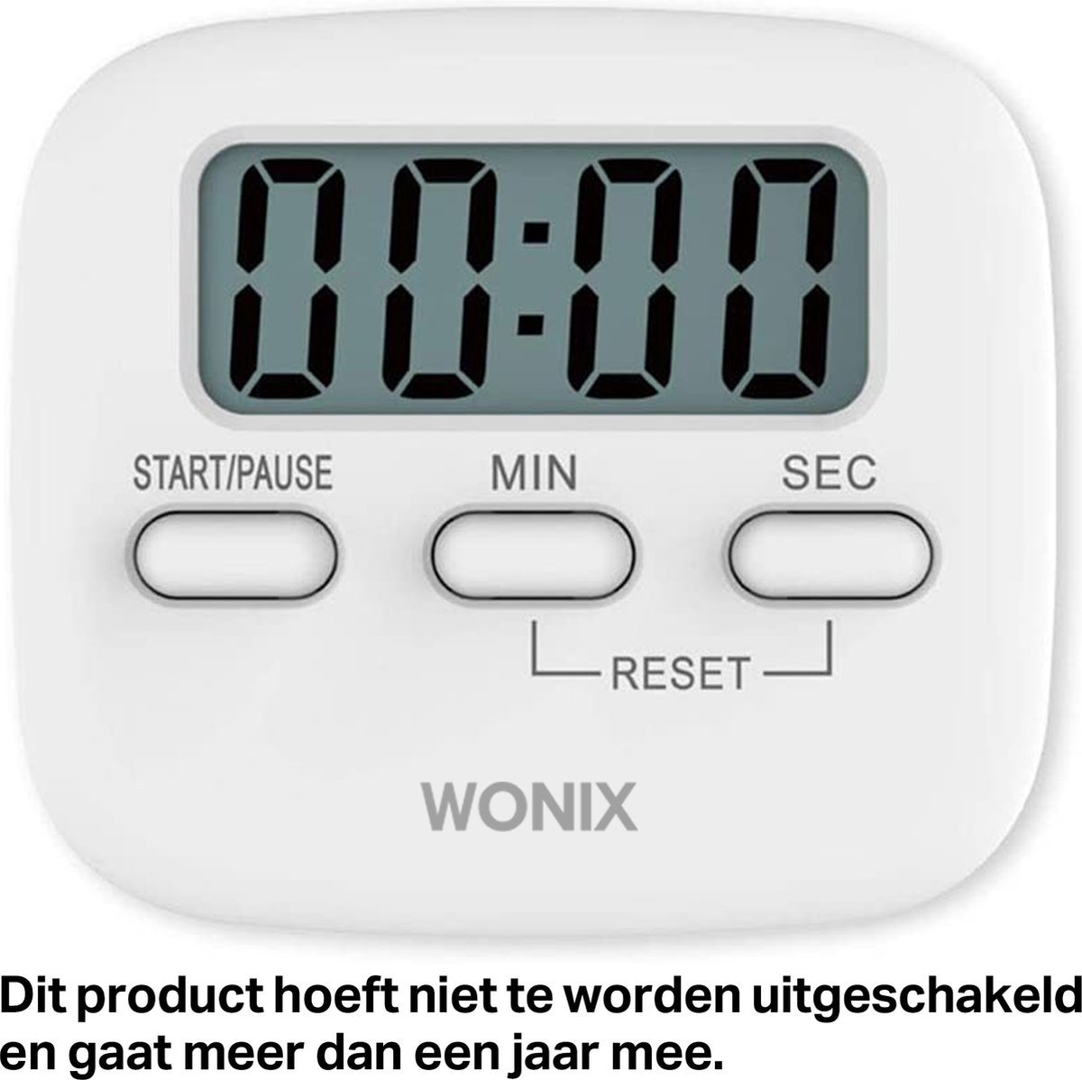 Wonix® kookwekker digitaal - Digitale timer - Magneet - Eierwekker - Wit — cadeau in Kookcadeaus - foto 2