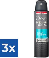 Dove Men Deodorant Spray Clean Comfort 150 ml - Voordeelverpakking 3 stuks