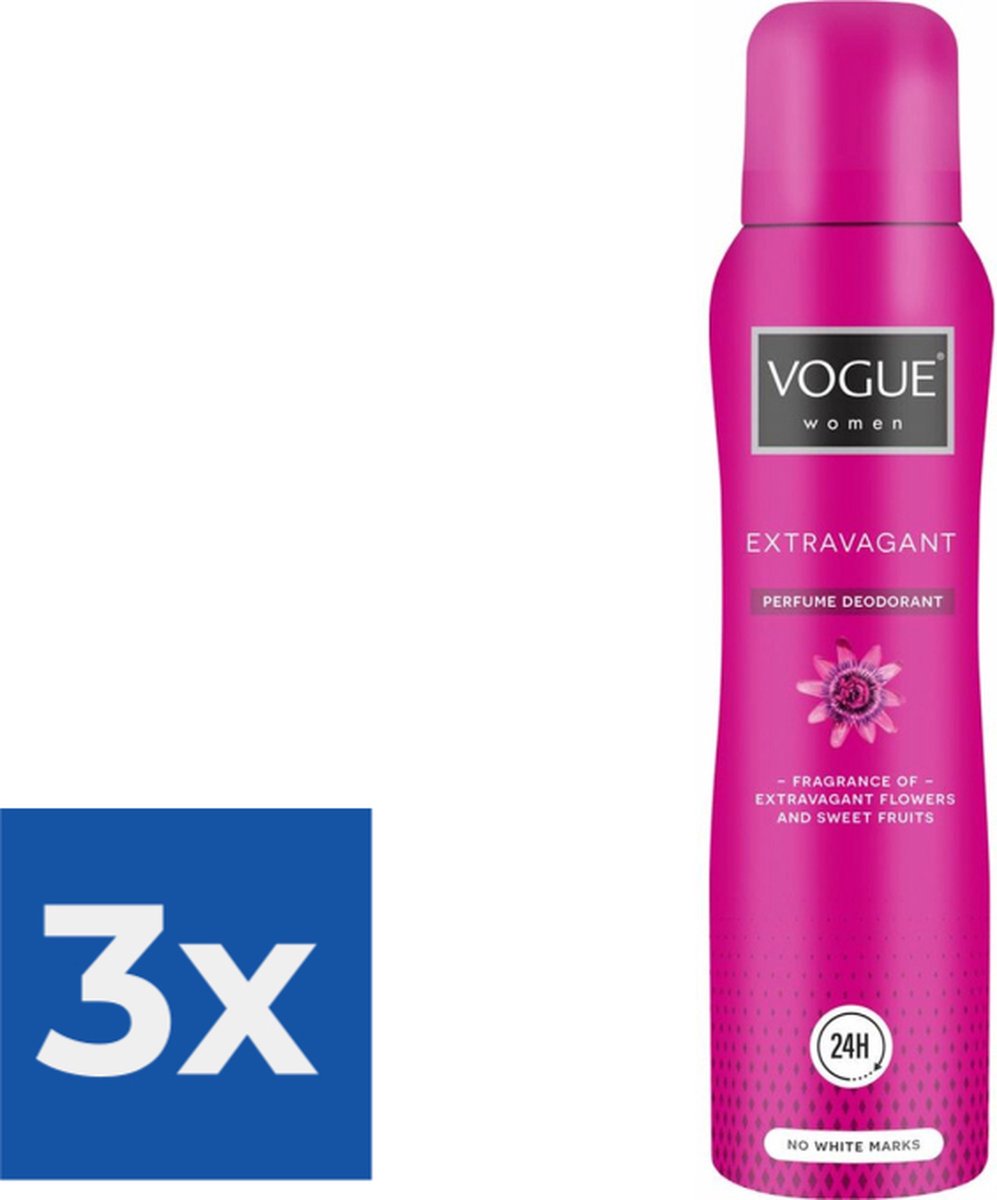 Goedkoopste Vogue Extravagant Parfum Deodorant 150 ml - Voordeelverpakking 3 stuks