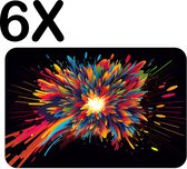 BWK Flexibele Placemat - Explosie van Kleuren - Set van 6 Placemats - 45x30 cm - PVC Doek - Afneembaar
