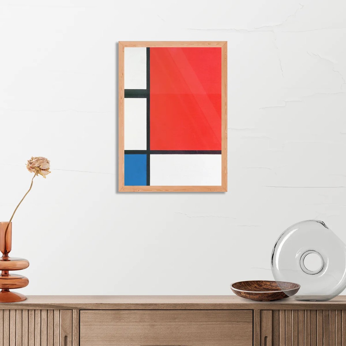 Affiche Mondriaan le rectangle rouge Rectangle Vertical Avec Cadre L ...