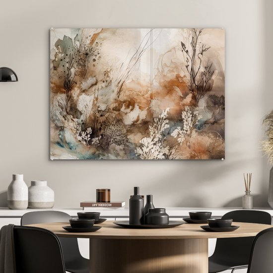 Peinture sur verre 80x60 cm - Décoration de Fleurs - Photo sur verre - Peinture de salon - Peintures de chambre - Plaque de verre de décoration de chambre - Peintures sur verre de Décoration murale - Décoration murale - Peinture sur verre abstraite