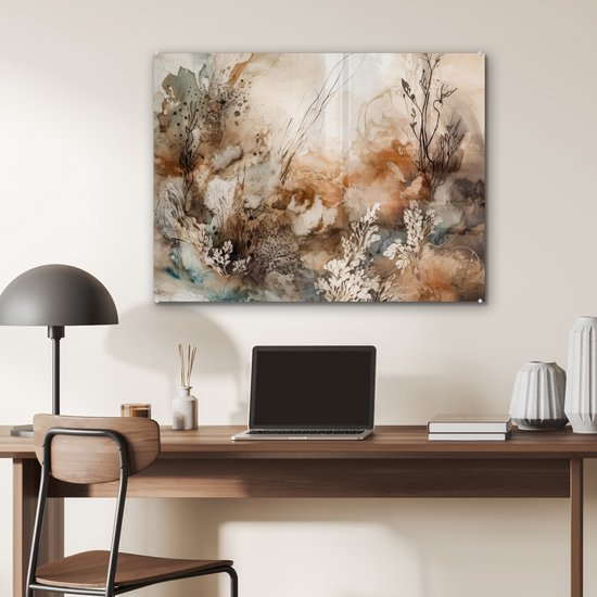 Peinture sur verre 80x60 cm - Décoration de Fleurs - Photo sur verre - Peinture de salon - Peintures de chambre - Plaque de verre de décoration de chambre - Peintures sur verre de Décoration murale - Décoration murale - Peinture sur verre abstraite