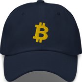 Klassiek Marine Blauw Bitcoin Petje Met Goud Kleurig Geborduurd Bitcoin Logo| Bitcoin cadeau| Crypto cadeau| Bitcoin Cap| Crypto Cap| Bitcoin Pet| Crypto Pet| Bitcoin Merch| Crypto Merch| Bitcoin Kleding| Crypto Kleding