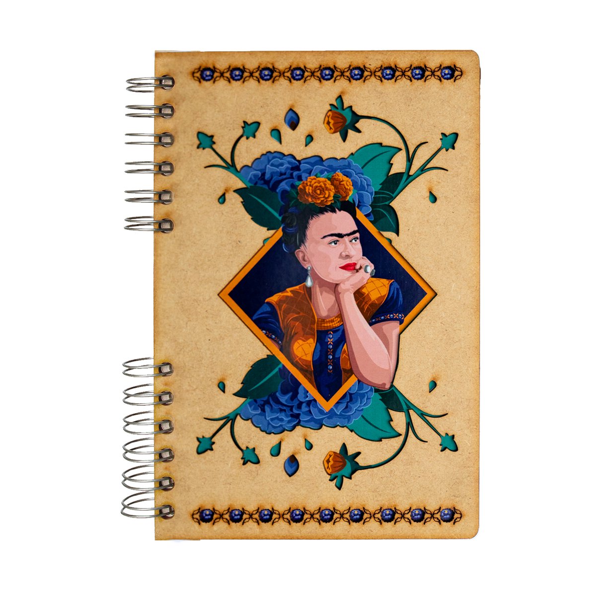 KOMONI - Duurzaam houten agenda 2024 - Gerecycled papier - Navulbaar - Frida Kahlo denkt