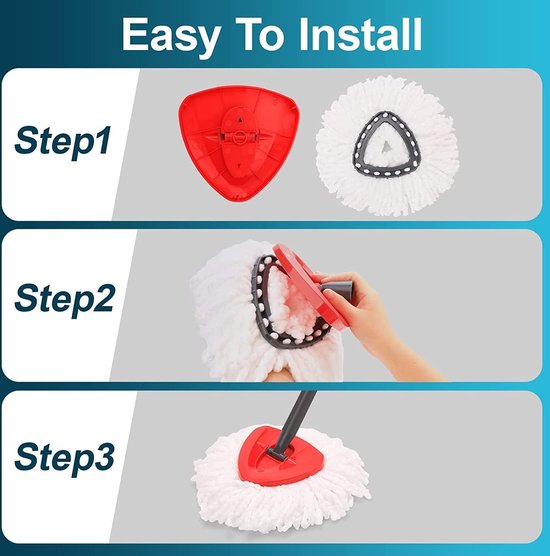 6 Stuks Vervangende Mopkop met Navulbare Kop, 2-in-1 EasyWring&Clean, voor O-Cedar Triangle Spin Mop, 360 Graden Roterende Mopkoppen Microvezel Mopkoppen voor Alle Vloertypen - Set van 6 van Miqnrae — afbeelding 4