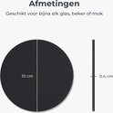 Dimensions d'un sous-verre rond noir : 10 cm de large et 0,4 cm d'épaisseur. Convient à tout verre, gobelet ou tasse.