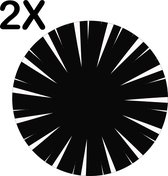 BWK Flexibele Ronde Placemat - Zwart met Witte Ontploffing Illustratie - Set van 2 Placemats - 40x40 cm - PVC Doek - Afneembaar