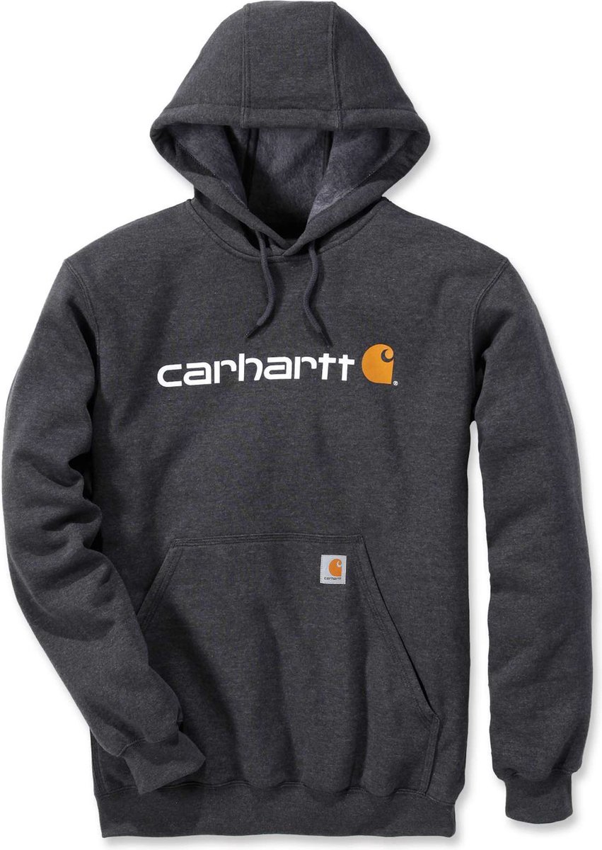 Carhartt Signature Logo Hooded Sweatshirt Heren Carbon Heather