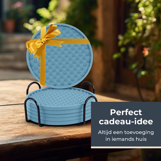 Castagnola Sous-verres de Verre – Sous-verres de Verres – Dessous de Verre en Siliconen – Sous-verres de Verre de Luxe en Siliconen avec Sous-verres – 6 pièces – Vert – Rond