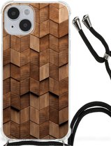 Stevig Telefoonhoesje Geschikt voor iPhone 14 Wooden Cubes