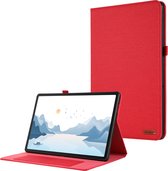 Case2go - Tablet hoes geschikt voor Lenovo Tab P12 (2023) - Bookcase van spijkerstof met pasjeshouder - Rood