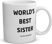 Akyol - world's best sister it's true we checked koffiemok - theemok - Zus - werelds beste zus - verjaardag - cadeautje voor zus - zus artikelen - kado - geschenk - 350 ML inhoud