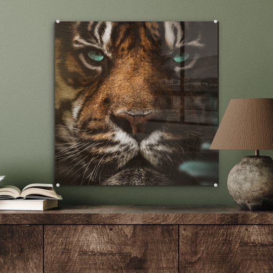 MuchoWow® Peinture sur verre - Animaux - Tigre - Sauvage - 50x50 cm - Peintures sur verre acrylique - Photo sur Glas