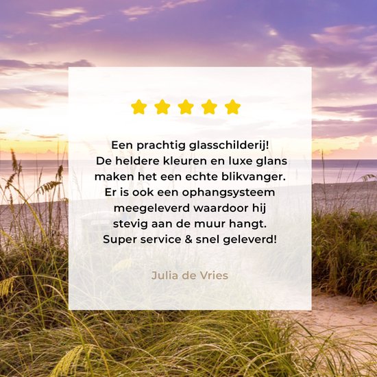 ® Glasschilderij 90x60 cm - Schilderij acrylglas - Kleurrijke hemel boven het strand in Florida - Foto op glas - Muurdecoratie woonkamer - Wanddecoratie slaapkamer - Schilderijen