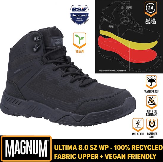 MAGNUM Ultima 6.0 WP - Imperméable - Chaussures pour femmes Tactiques Homme Chaussures Tactiques Zwart- Grijs M810056-051 - Taille EU 45 UK 11