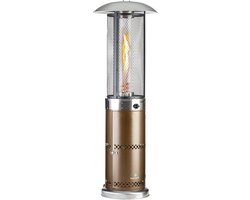 Blumfeldt terrasverwarmer gas voor terras, tuin & balkon, terrasverwarmer met 360° zicht op de vlam, gasstraler voor buiten, terrasverwarmer met elektrische ontsteking, gasstraler met vloerrollen - Outdoor - RVS - Patio Heater