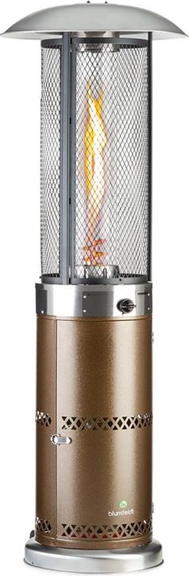 Blumfeldt Terrasverwarmer Gas Voor Terras, Tuin & Balkon, Terrasverwarmer Met 360° Zicht Op De Vlam, Gasstraler Voor Buiten, Terrasverwarmer Met Elektrische Ontsteking, Gasstraler Met Vloerrollen