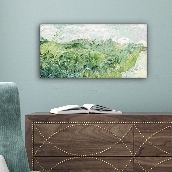 Tableau sur toile Van Gogh - Art - Maîtres anciens - Champ de maïs vert - 40x20 cm - Décoration murale