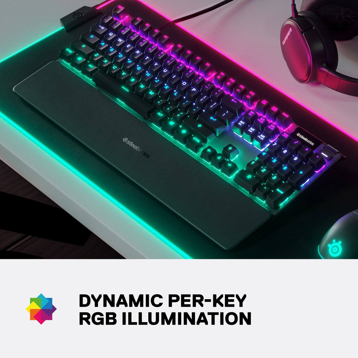 SteelSeries Apex 5 - Bedraad RGB Gaming Toetsenbord - Hybride Mechanische Switches - QWERTY US - Zwart thumbnail 3