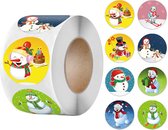 Kerststickers op Rol - 500 stickers met Sneeuwpoppen - 25MM - Kerst Stickers voor Enveloppen (Seal), Cadeaus, Kerstkaarten etc.