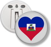 Bouton Avec Clip - Coeur Drapeau Haïti