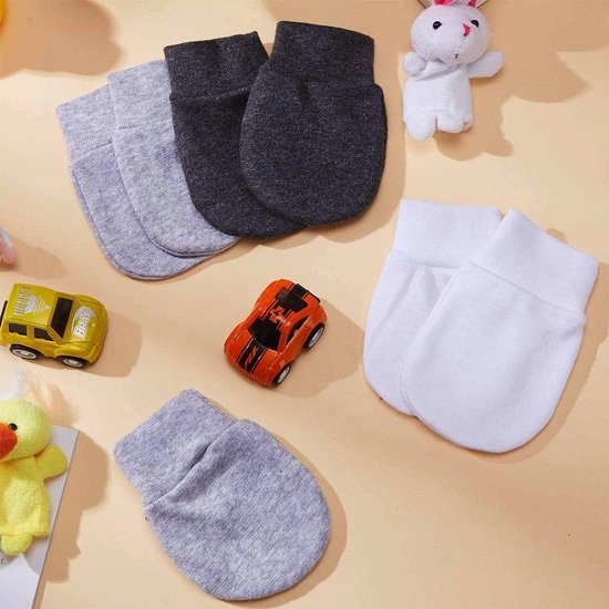 6 Paires De Mitaines Anti-griffes Pour Bébé 0-6 Mois - Coton Doux, élastique Aux Poignets - Lot Avec Motifs Mignons - 8