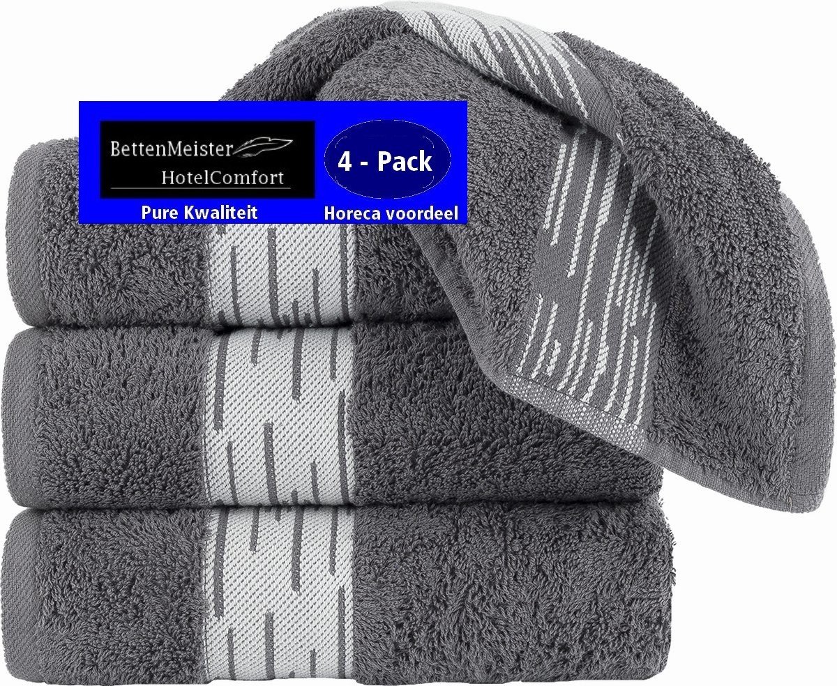 4 Pack Handdoeken - (4 stuks) Essentials 550g. M² 50x100cm antraciet - Katoen badstof