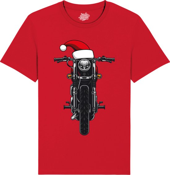 Kerstmuts Motor - Foute kersttrui kerstcadeau - Dames / Heren / Unisex Kleding - Grappige Kerst Outfit - T-Shirt - Unisex - Rood - Maat 3XL
