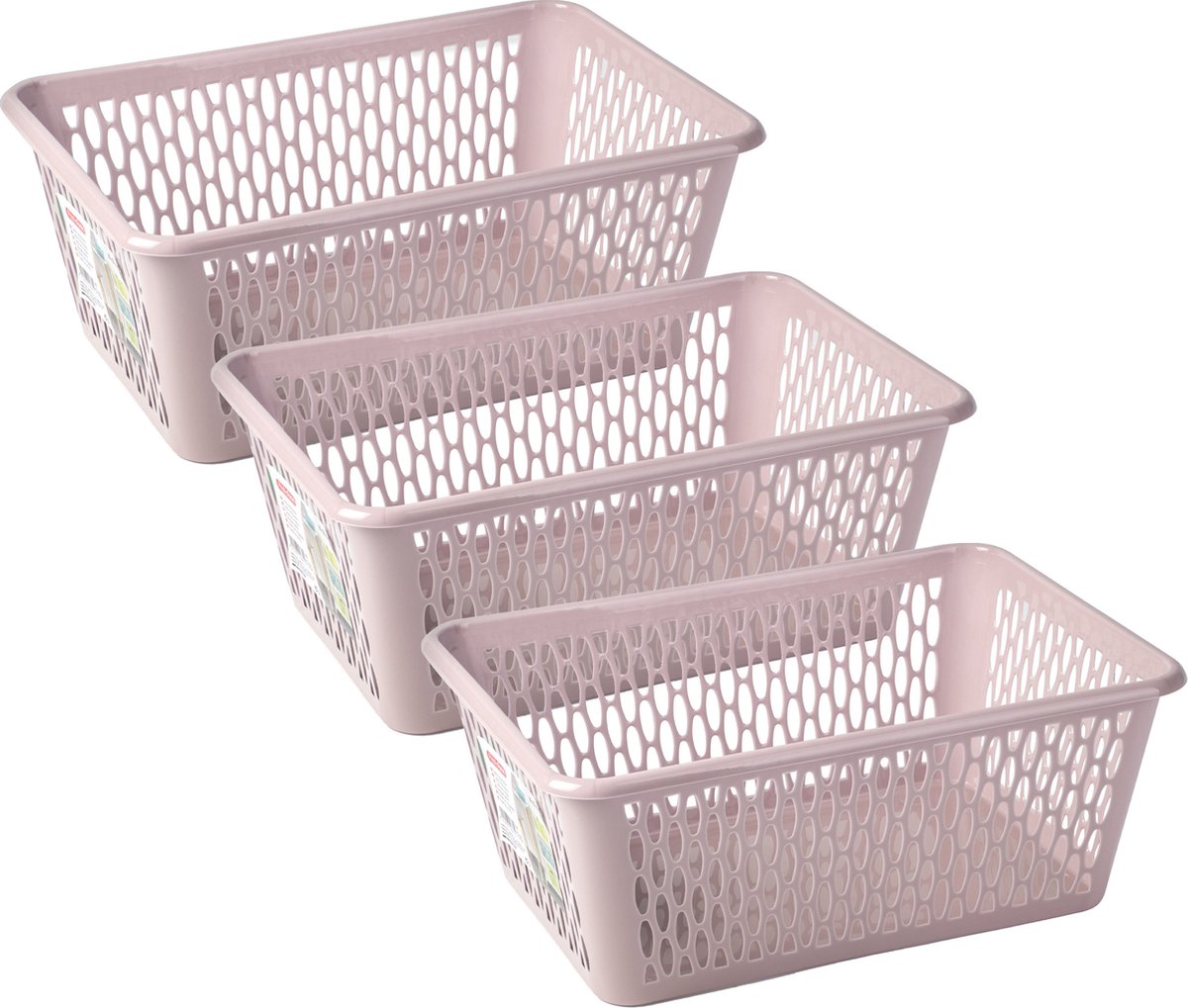 Plasticforte opbergmand/kastmandje - 3x - 6,5 liter - roze - kunststof - 20 x 30 x 11 cm