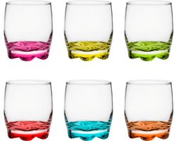 Glasmark Drinkglazen/waterglazen Tumblers - glas - gekleurde basis - 6x stuks - 250 ml