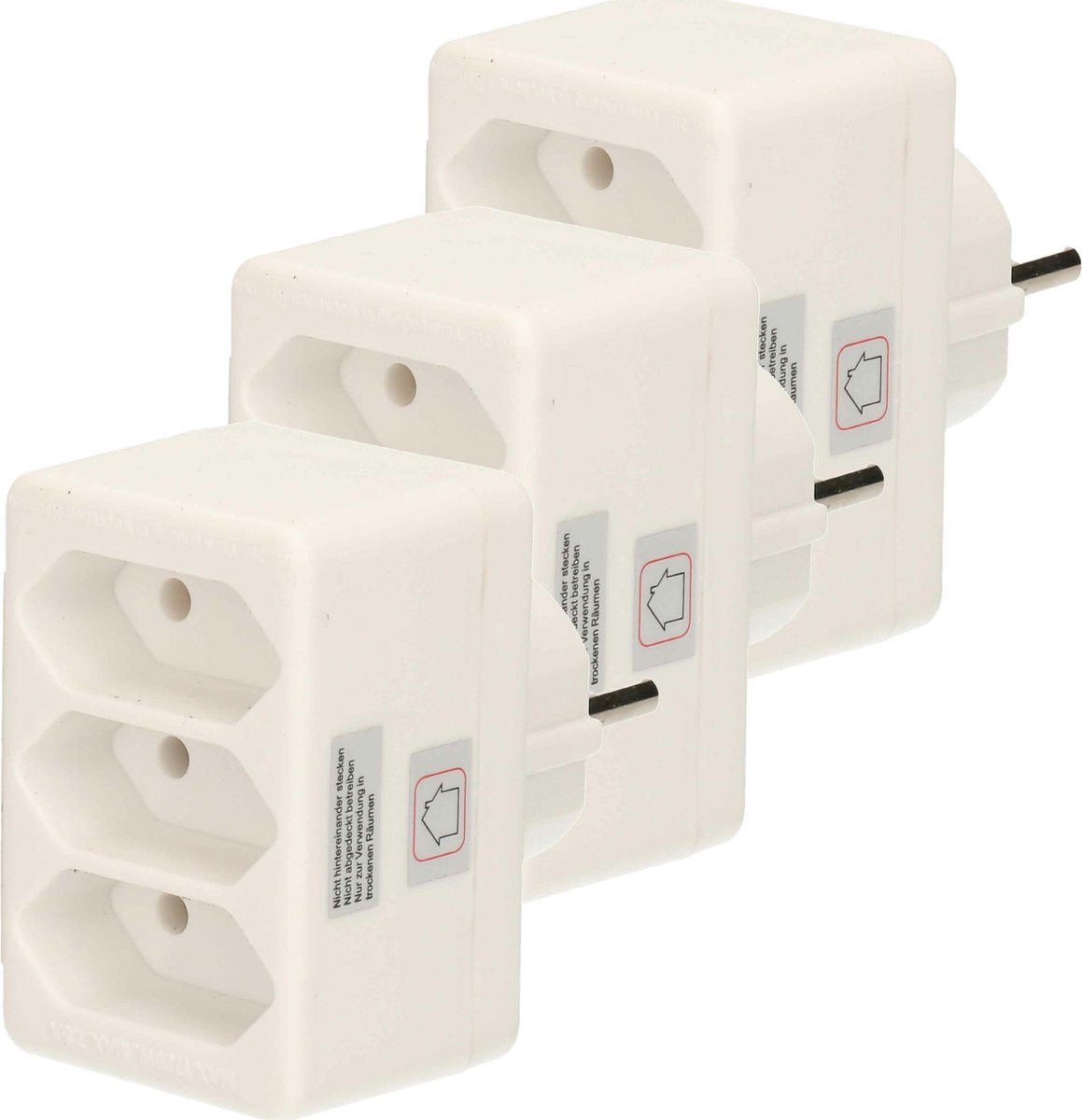 Humbert Stopcontact splitter - 3x - triple - wit - voor 3 platte stekkers - verdeelstekkers