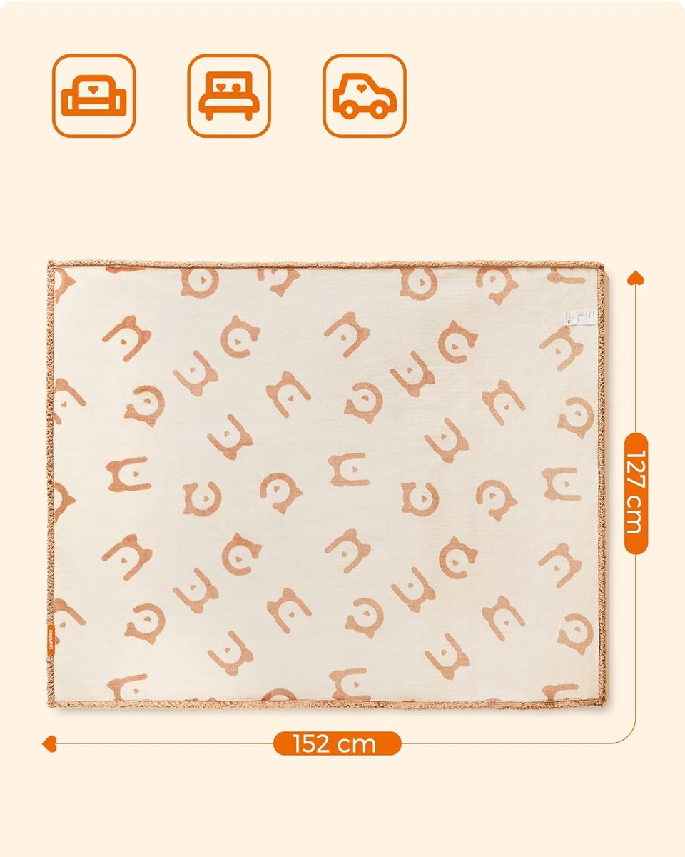 Callarome Waterdichte deken voor op bed, zachte en comfortabele spatdekenbeschermer, bestand tegen morsen en vlekken, volledig waterdicht en knoeivrij, omkeerbare beschermhoes, blauw/beige, 152 x 203