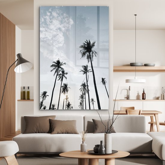 MuchoWow® Peinture sur verre 120x180 cm - Peinture sur verre - Palmiers - Été - Tropical - Photo sur verre acrylique - Peintures