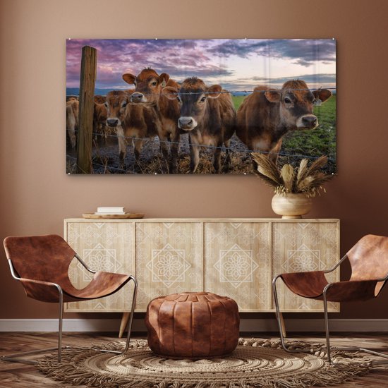 MuchoWow® Peinture sur Verre - Vache - Animaux - Vaches - 160x80 cm - Peintures sur Verre Acrylique - Photo sur Glas