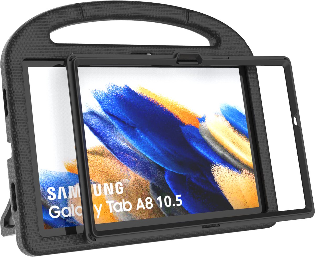 Tablet Beschermhoes geschikt voor Samsung Galaxy Tab A8 10.5 X200/X205 (2021) | Volledig bescherming - Kindvriendelijk Cover - Hoes voor Kinderen - Kinderhoes - met standaard en handvat | Zwart