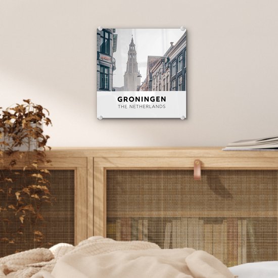 MuchoWow® Peinture sur Verre - Nederland - Groningen - Tour - 20x20 cm - Peintures sur Verre Acrylique - Photo sur Glas