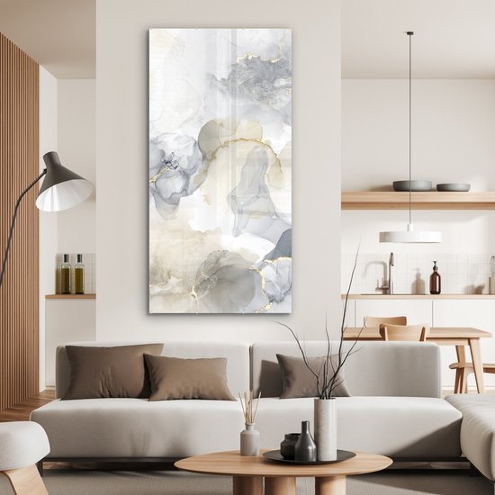 MuchoWow® Peinture sur verre 80x160 cm - Peinture sur verre acrylique - Marbre - Doré - Zwart - Photo sur verre - Peintures